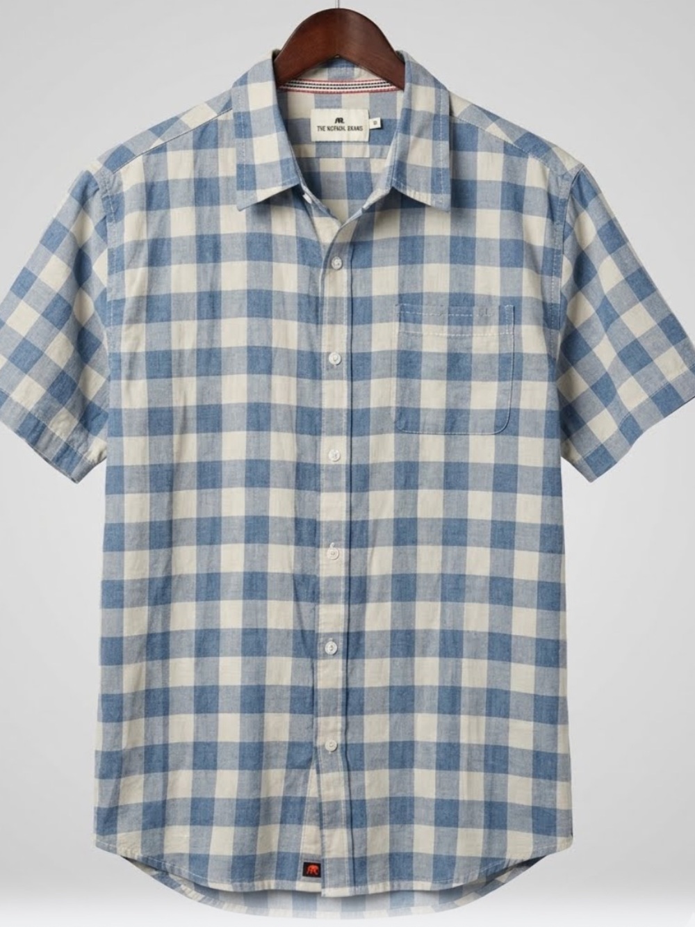 The Normal Brand Blue and White Check Short-Sleeve Button-Down Shirt